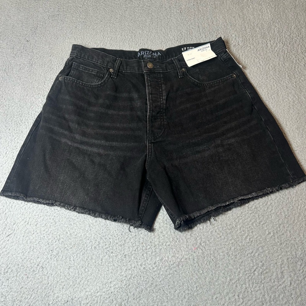 Arizona Jean & Co. Short Womens Juniors 17 Black High‎ Rise Cut Off Denim NEW